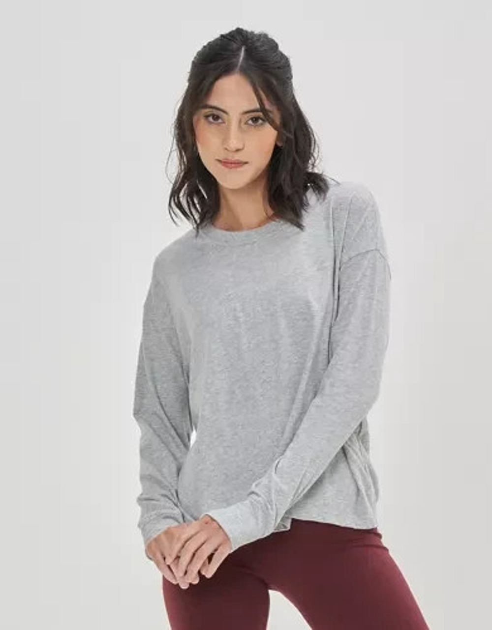 Aerie Sweatshirt Gray Crewneck top Y2K cotton Oversized Pullover M A011072